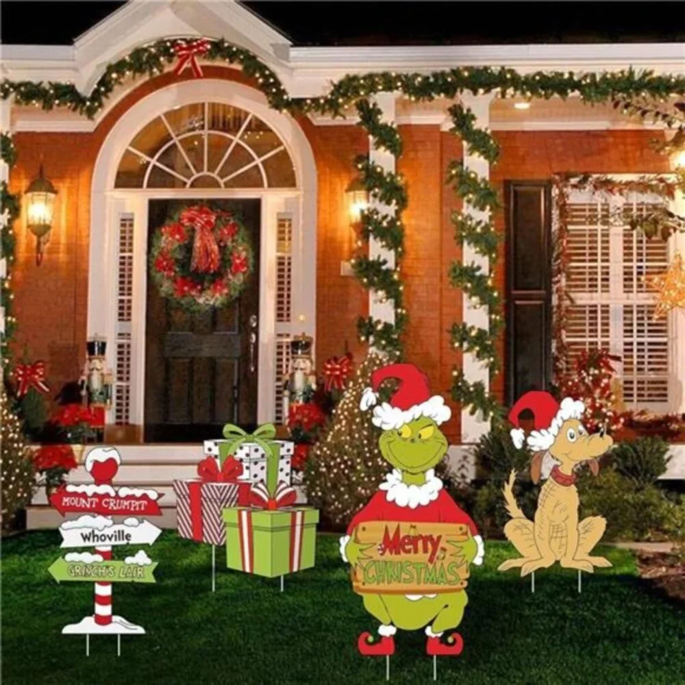 4 Pcs Christmas Yard Signs Stakes Outdoor Decorations  Large‎ Decorations Signs